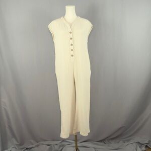 Chic Cream Button-Down Jumpsuit